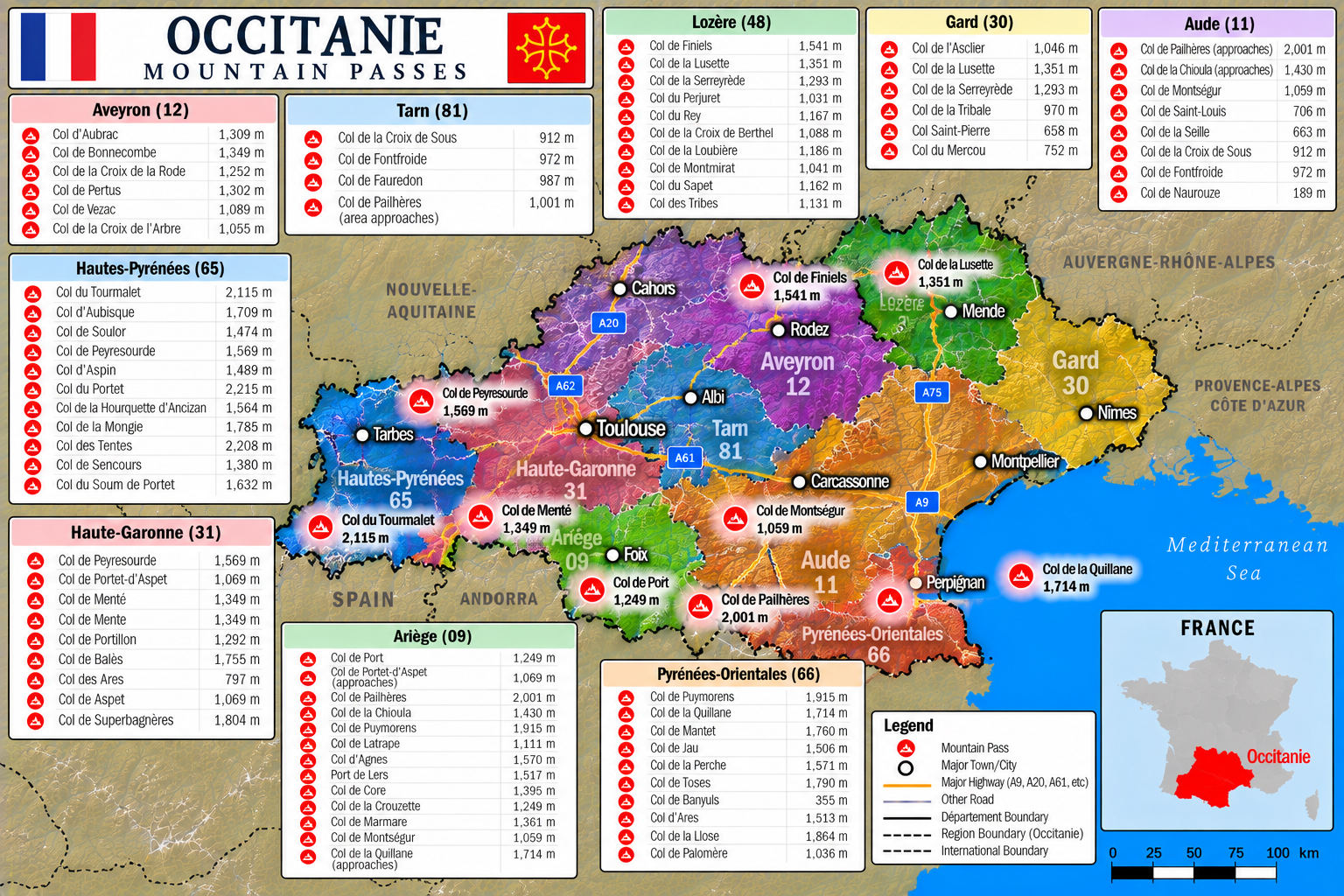 Occitanie & Pyrenees Map
